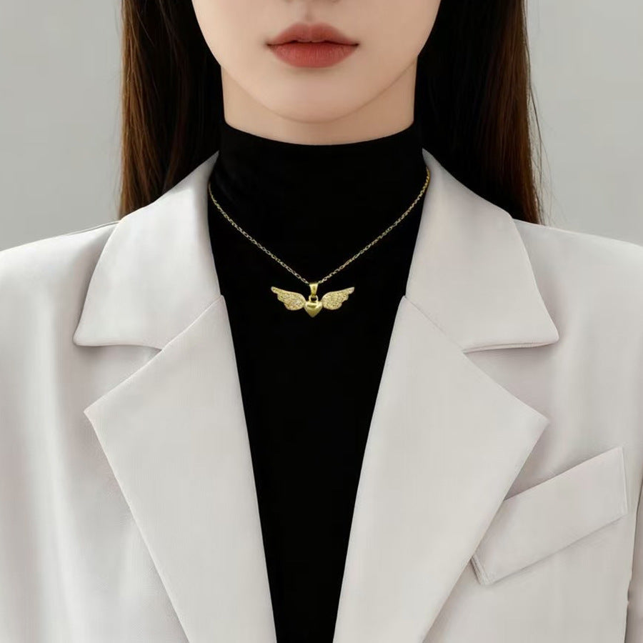 Instagram-style Light-luxury High-end Heart-shaped Angel Wings Necklace Vera Lux