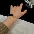 Natural Crystal Bracelet With Black Onyx Lucky Beads Vera Lux