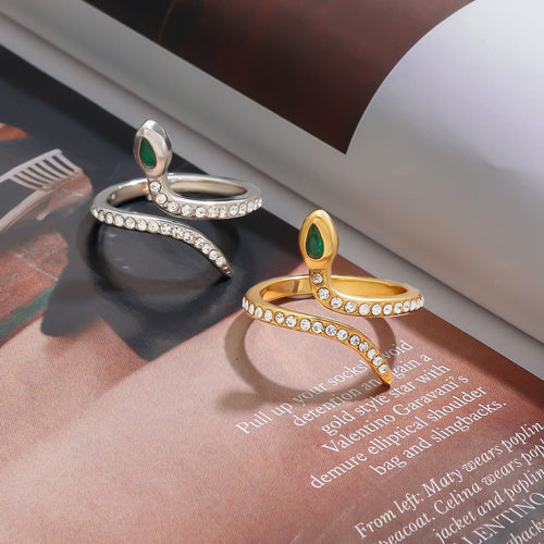 18K gold and titanium steel snake ring Vera Lux