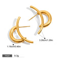 18K gold double C-shaped earrings with gold and silver color matching design, trendy and personalized Vera Lux