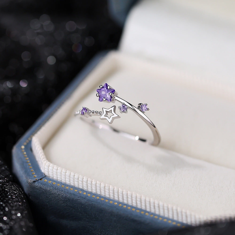Star Girl Sterling Silver Niche All-Match Adjustable Ring Vera Lux