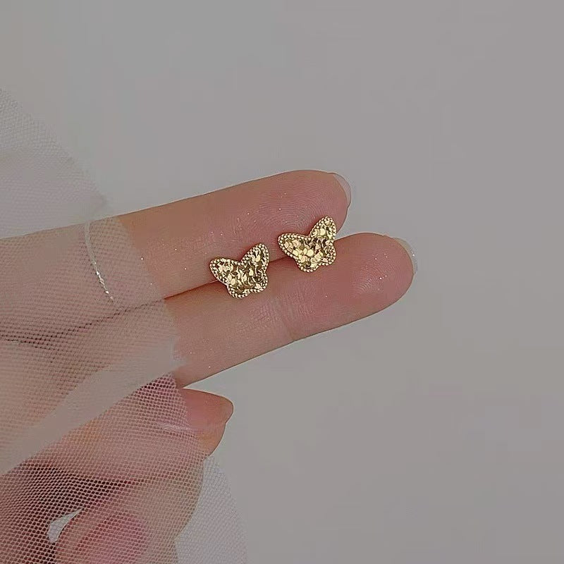 Gold Plated Tiny Heart Stud Earrings For Women, Ins Stylish Niche Minimal Earrings, Wearable All Day Daily Jewelry Vera Lux