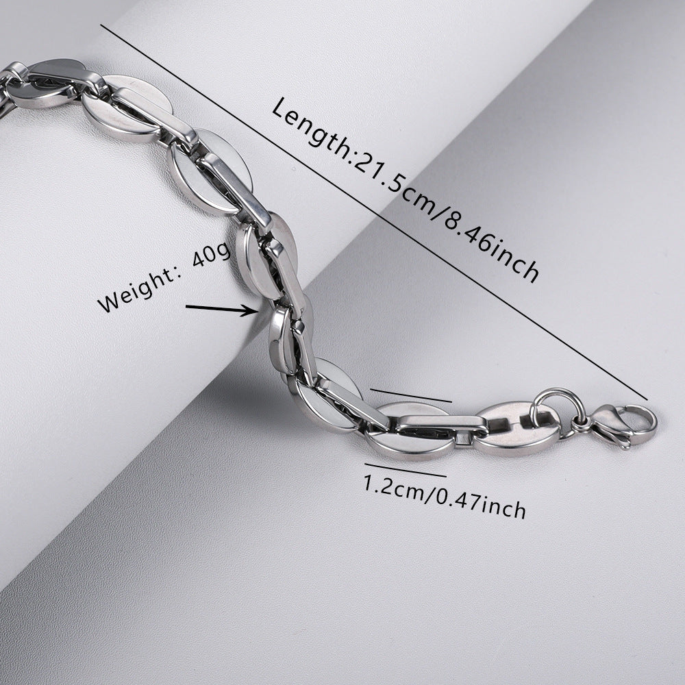 Popular Streetwear Cuban Chain Bracelet For Men, Bold Domineering Punk Hip Hop Design, All-match Stainless Steel Titanium Steel Fashion Accessories Vera Lux