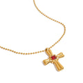 18K Gold Cross Design Beautiful Dazzling Necklace Vera Lux
