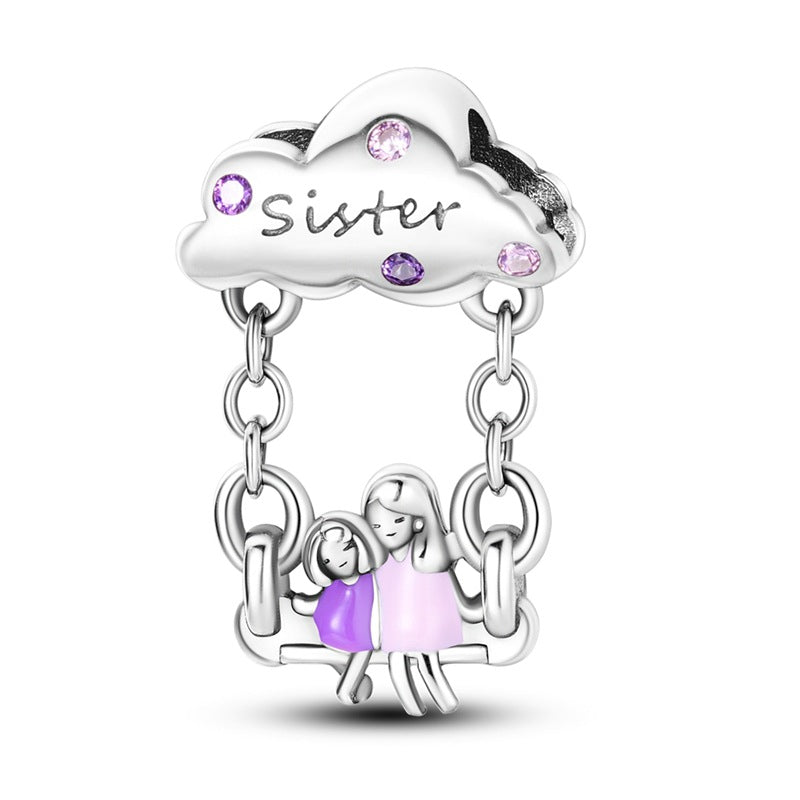 Sisterhood Friendship PendantSilverplated Beaded Heart Bestie Gift Vera Lux