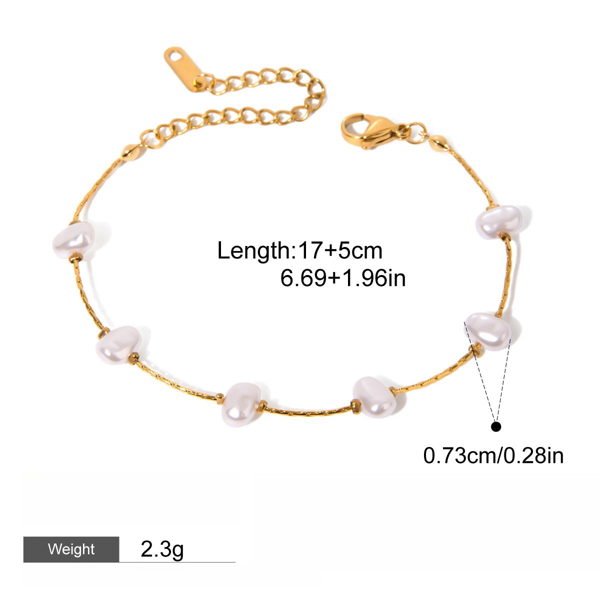 18k gold stainless steel pearl bracelet Vera Lux