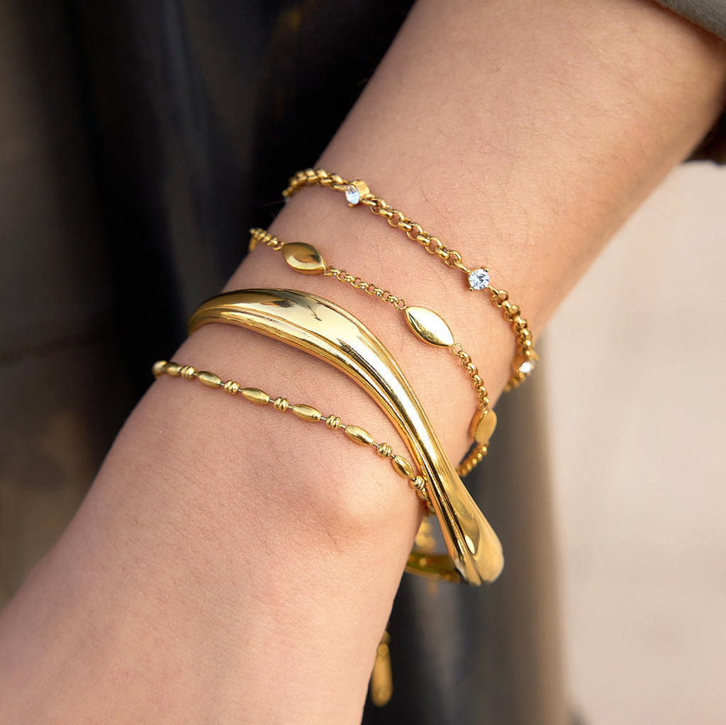 Gold Wave Open Cuff Bracelet Collection Vera Lux