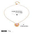 18K gold round shape with textured gemstone design light luxury noble necklace Vera Lux