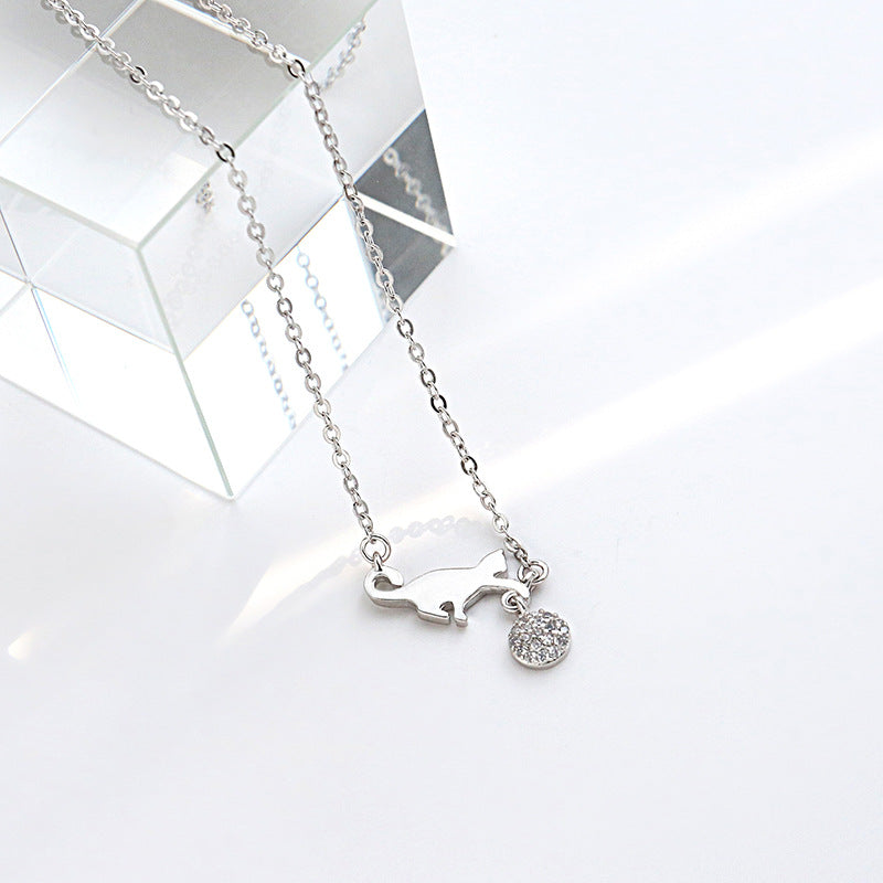 Niche Influencer Silver Necklace With A Cat Pendant For Women Vera Lux