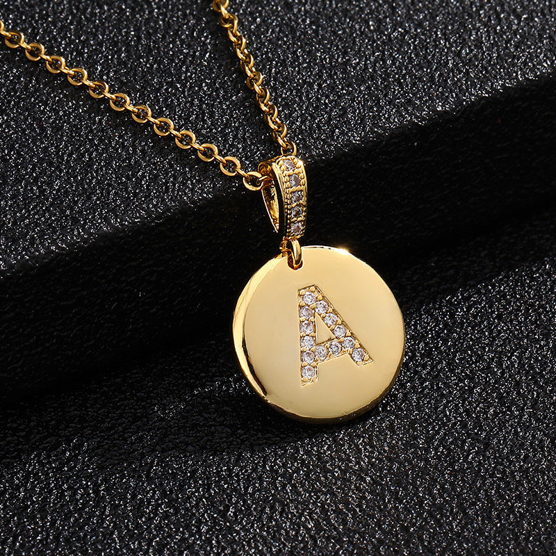 Zircon Initial Disc Necklace Collection Vera Lux