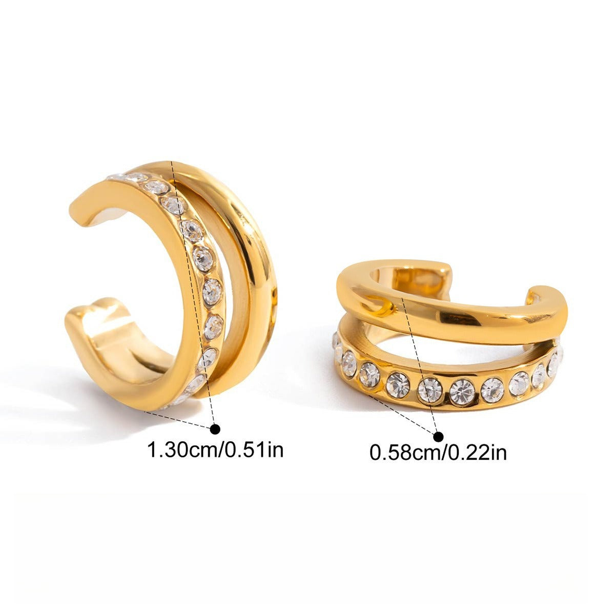 18K gold earrings inlaid with cubic zirconia in a teardrop design. Vera Lux