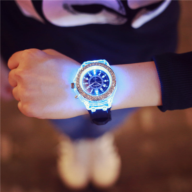 LED Luminous Watches Geneva Women Quartz Watch Women Ladies Silicone Bracelet Watches Vera Lux