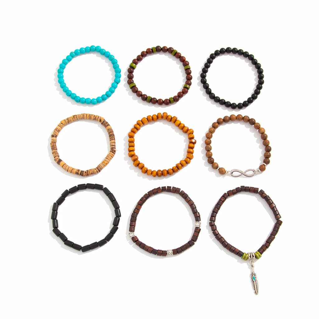 Retro ethnic style bull head turquoise beaded elastic bracelet Vera Lux