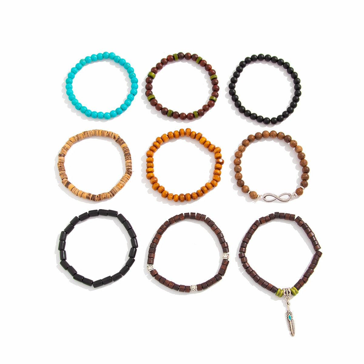Retro ethnic style bull head turquoise beaded elastic bracelet Vera Lux