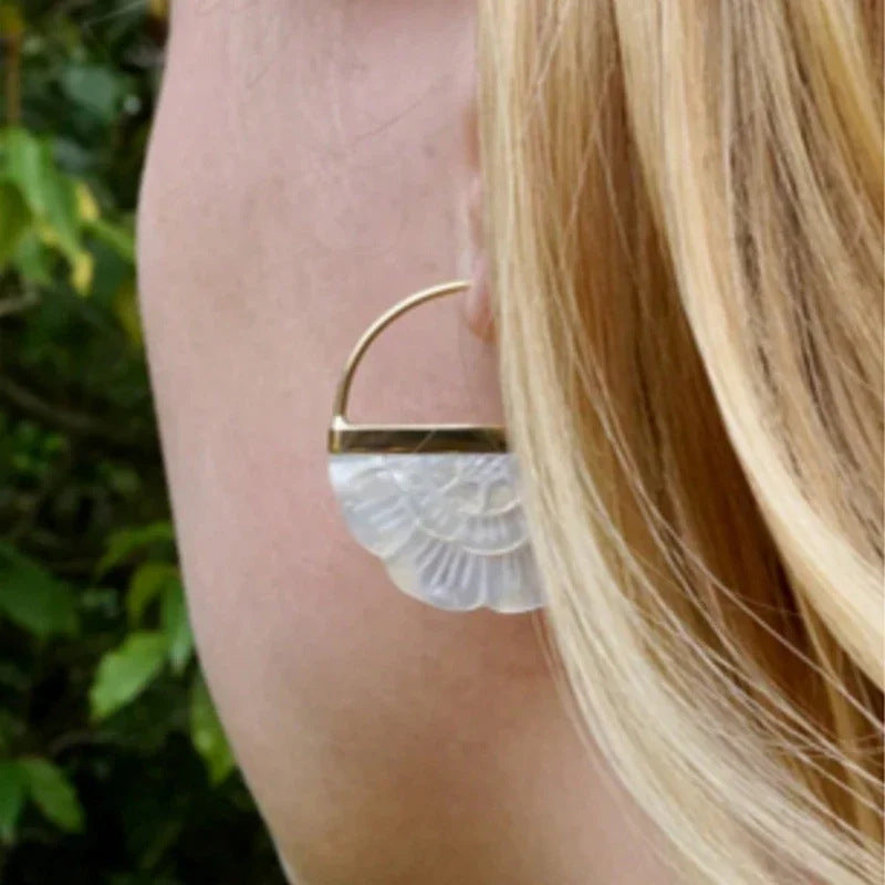 Simple Retro Fan-Shaped Womens Earrings Vera Lux