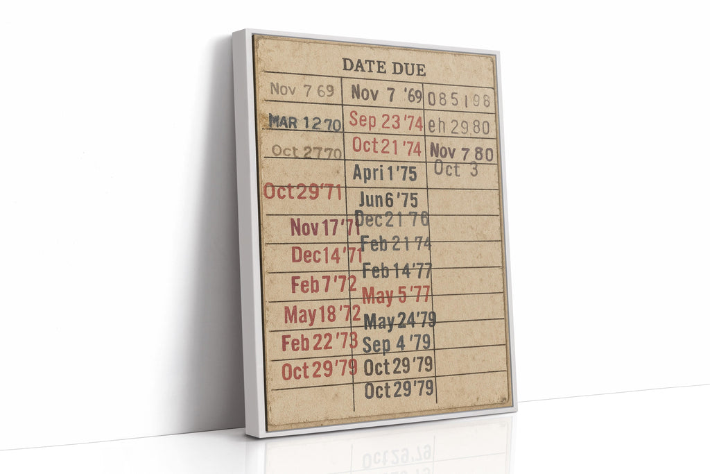 Vintage Library Date Due Card – Retro Paper Texture Wall Art Kooly