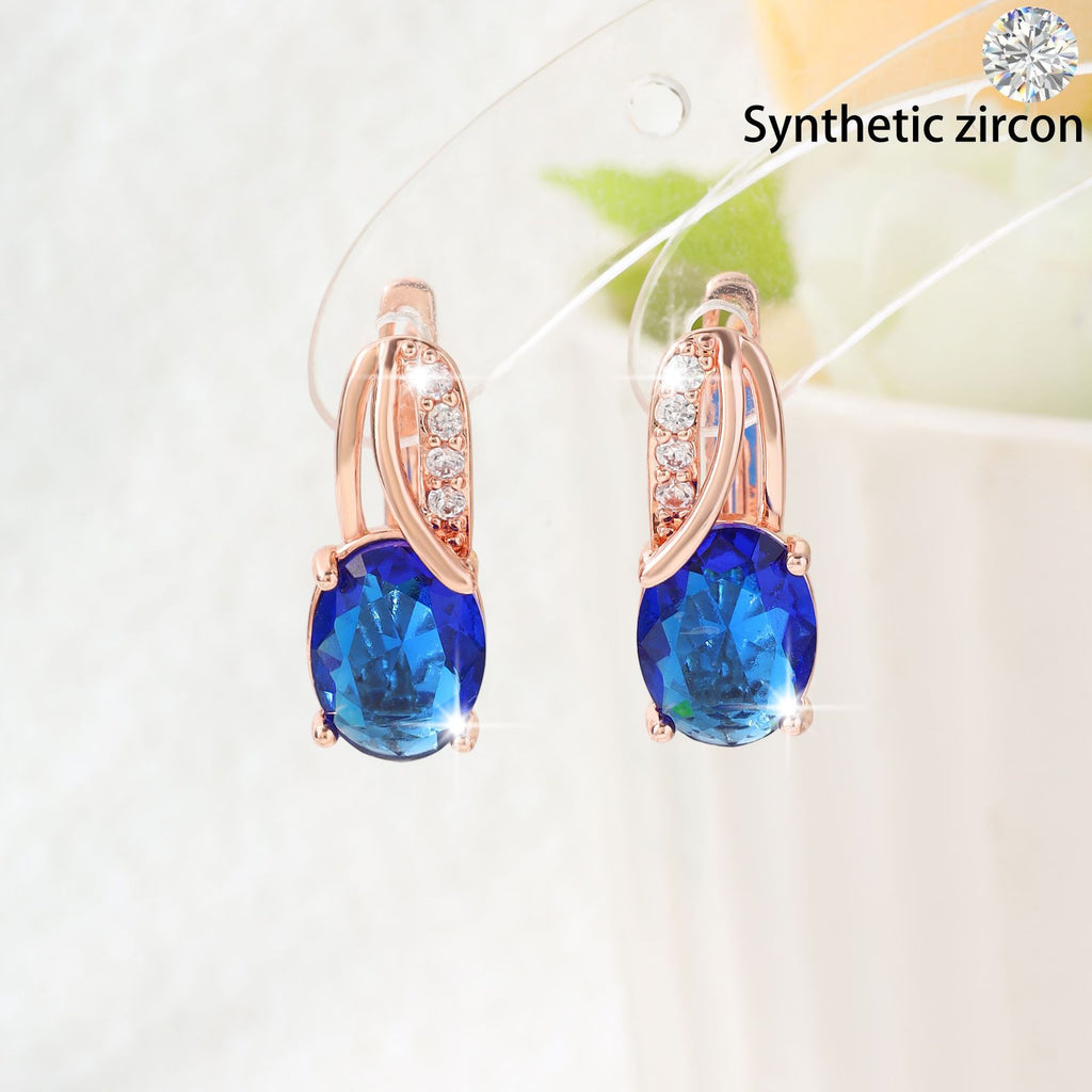 High-End Oval Colored Zircon Earrings Vera Lux