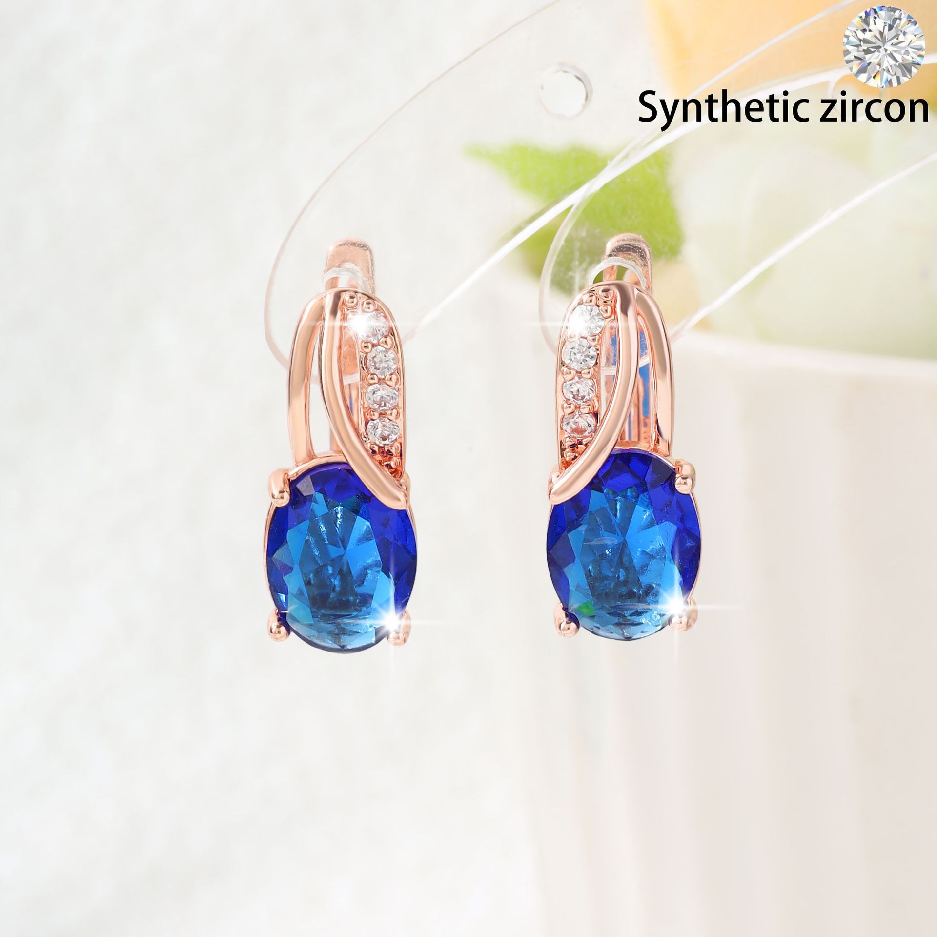 High-End Oval Colored Zircon Earrings Vera Lux