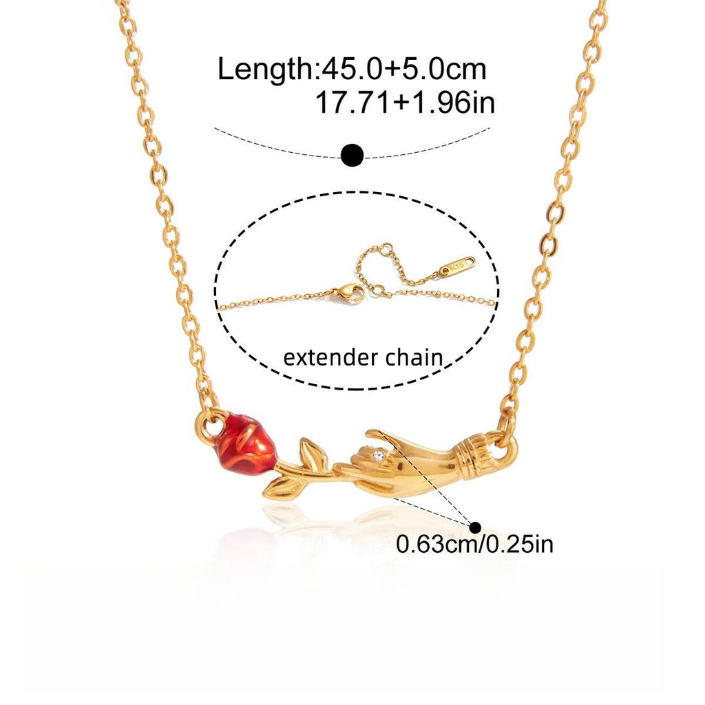 18K gold rose flower clavicle necklace Vera Lux