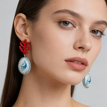 Marine-style Ceramic Shrimp And Fish Earrings Fashionable Vera Lux