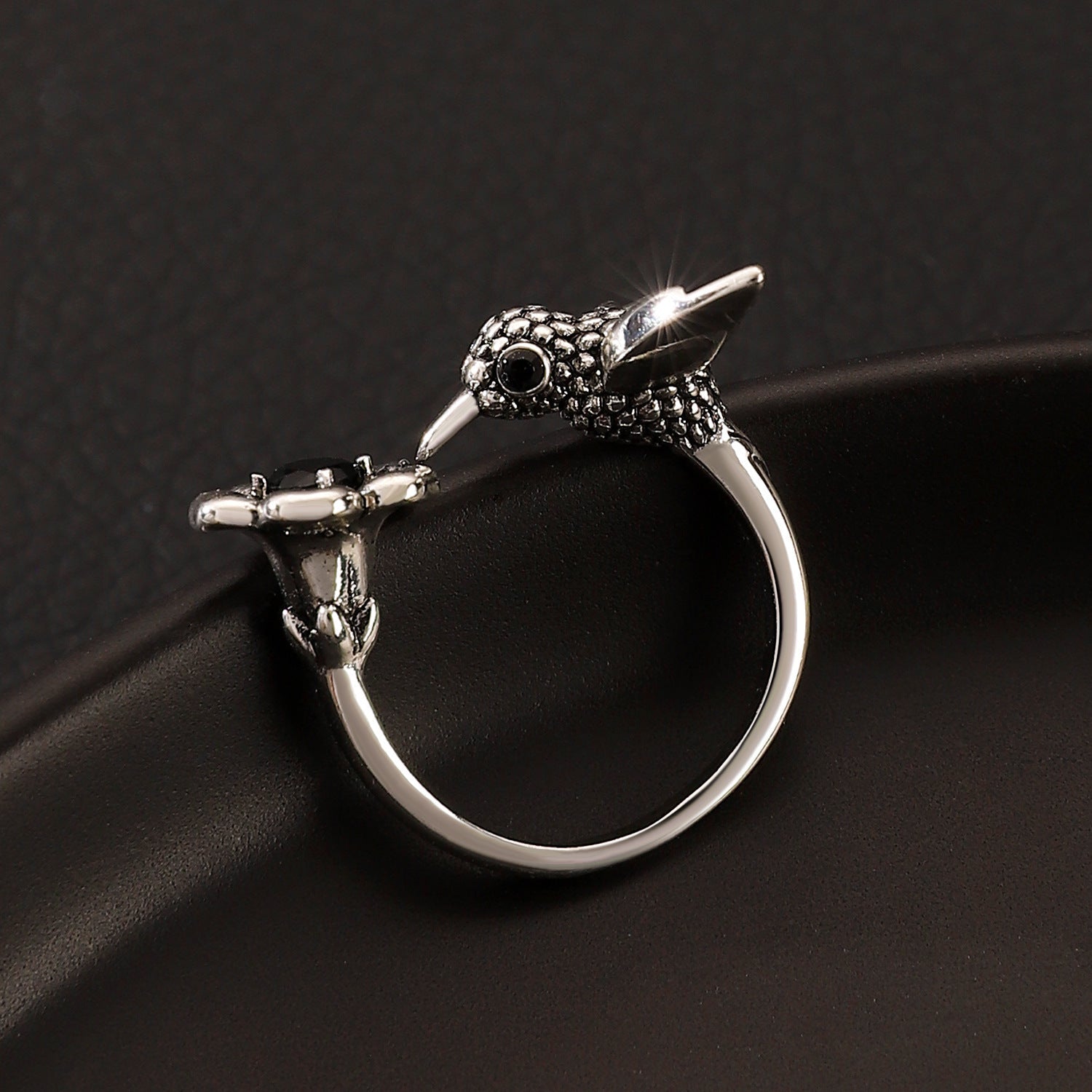 Floral And Hummingbird Vintage Open Ring Vera Lux