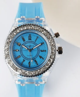 LED Luminous Watches Geneva Women Quartz Watch Women Ladies Silicone Bracelet Watches Vera Lux
