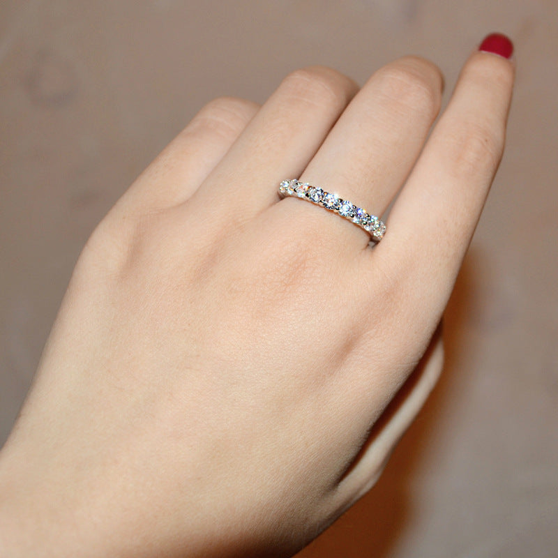 Full Diamond Micro-Set Knuckle Copper Ring With White Gold Plating Womens Vera Lux