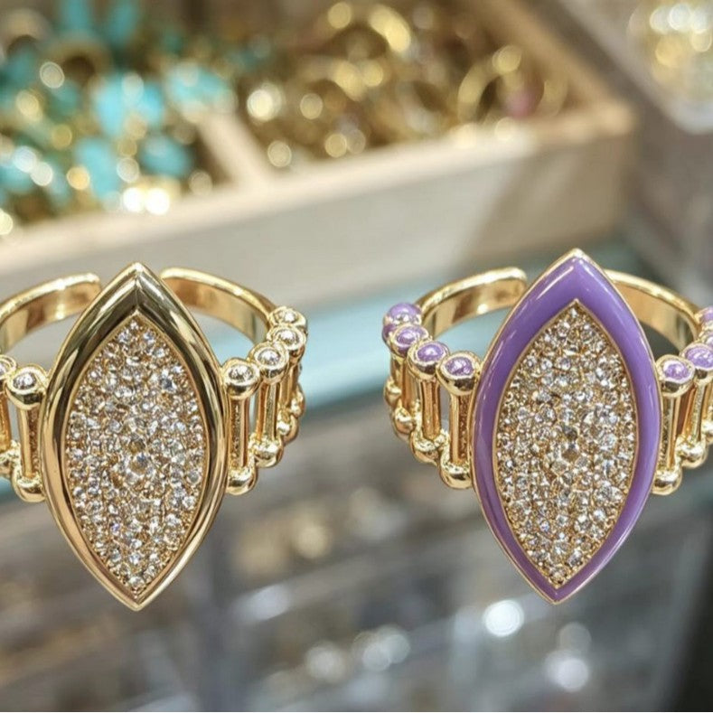 Water-drop Diamond-studded Open Ring Vera Lux