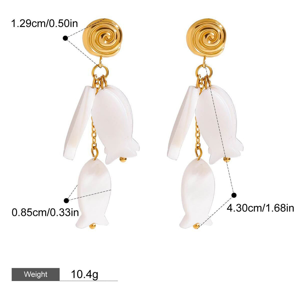 18K gold thread with fish-shaped tassel design exquisite and noble earrings Vera Lux