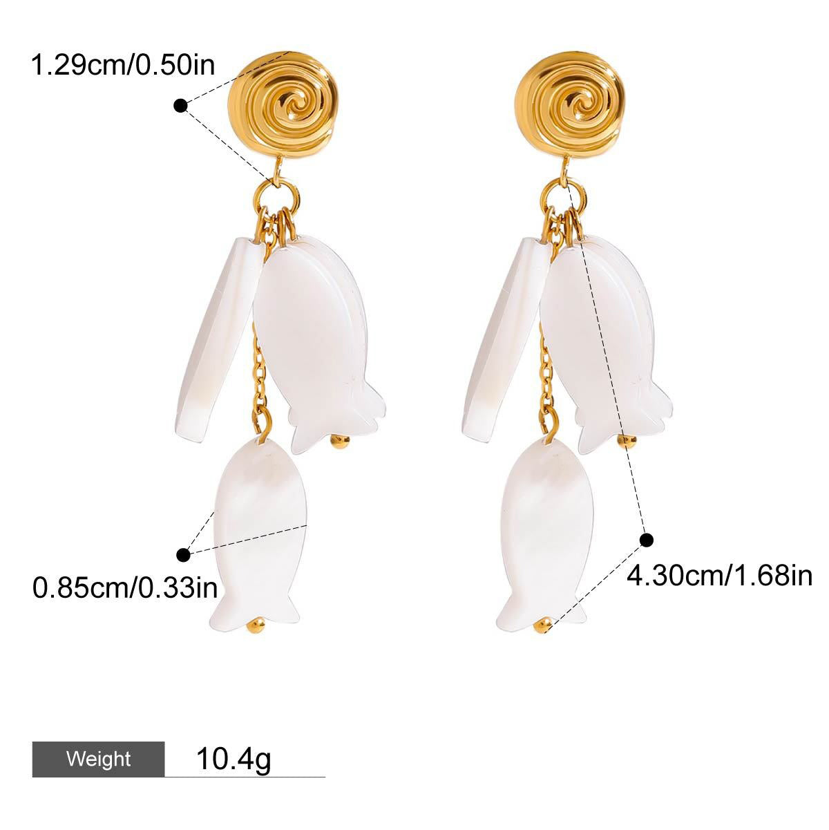 18K gold thread with fish-shaped tassel design exquisite and noble earrings Vera Lux