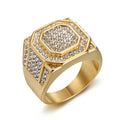 Titanium Steel Gold-Plated Full-Crystal Mens Ring Vera Lux