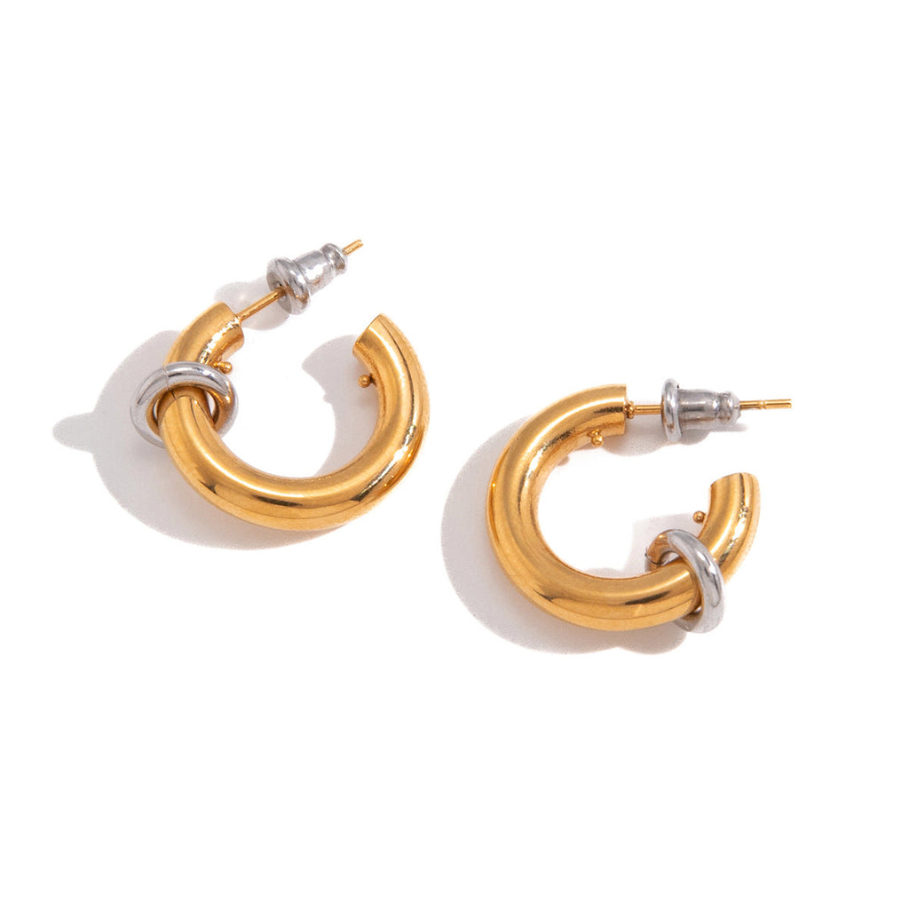 Two Tone Stainless Steel C Hoop Earrings Vera Lux