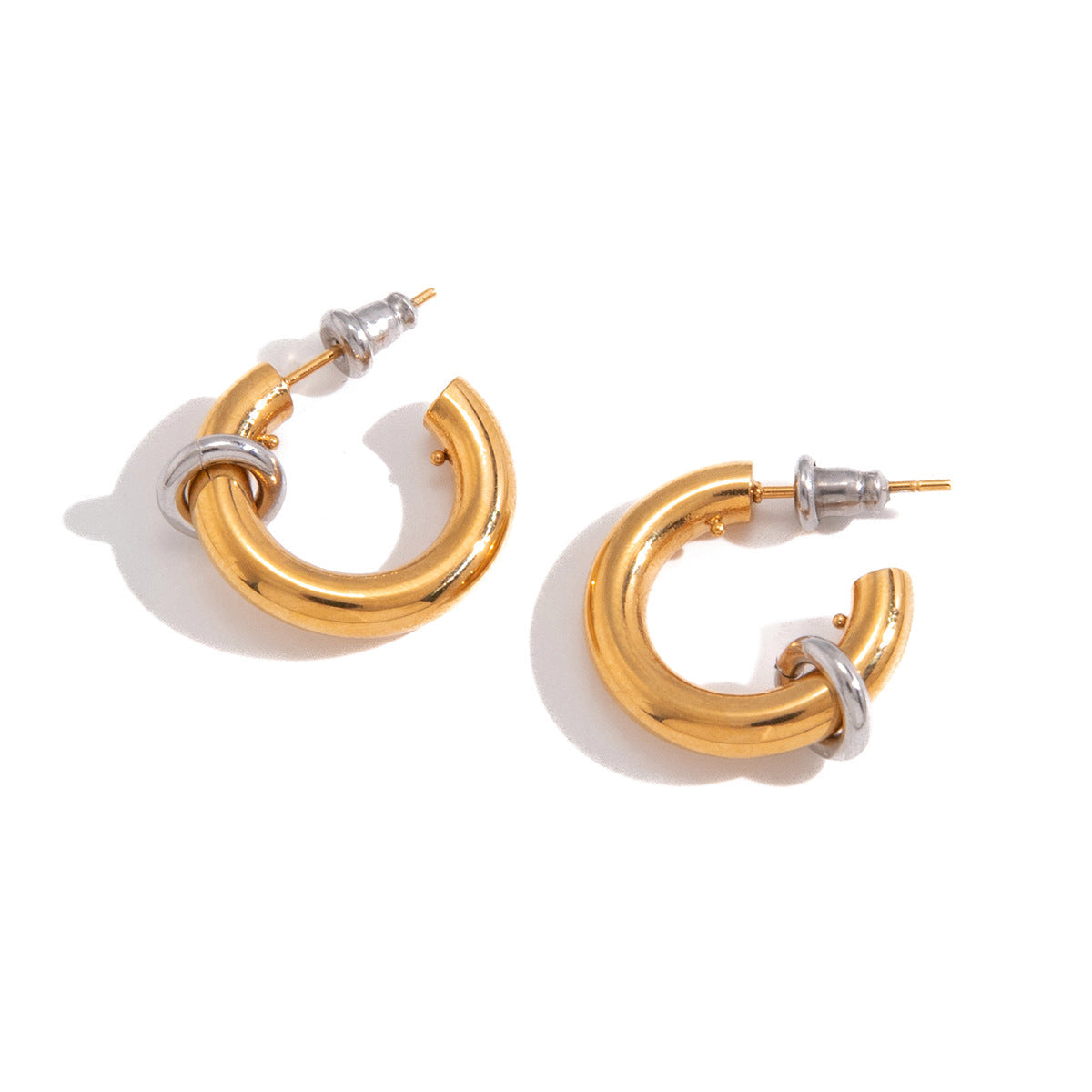 Two Tone Stainless Steel C Hoop Earrings Vera Lux