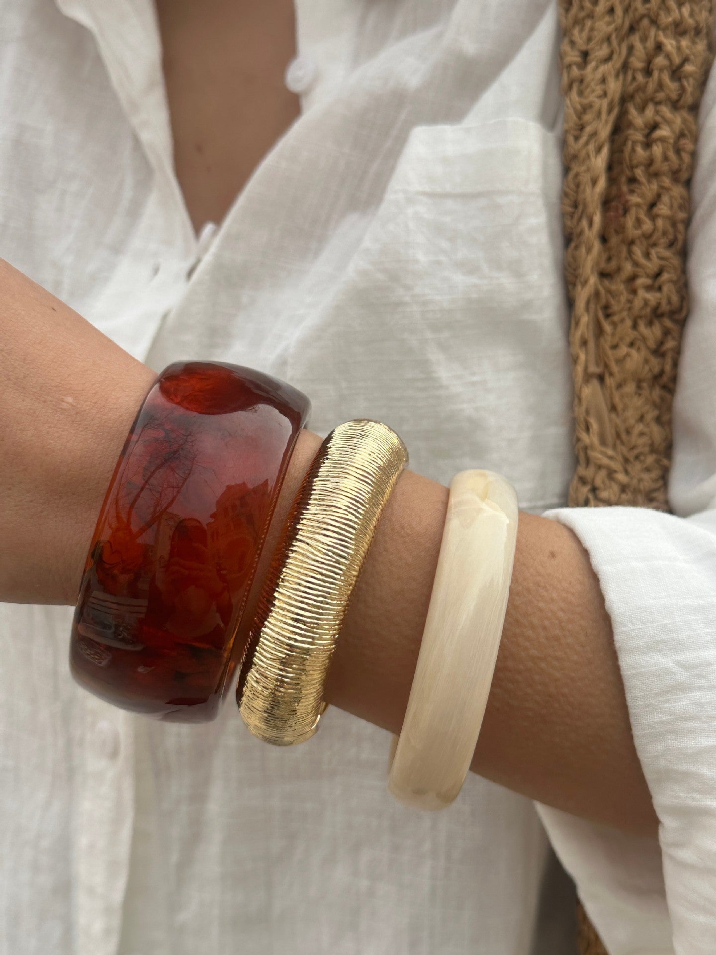 Amber Resin Bangle Stack Bracelet Set Vera Lux