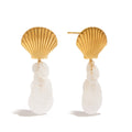 18K gold shell-shaped earrings with round tassel design Vera Lux