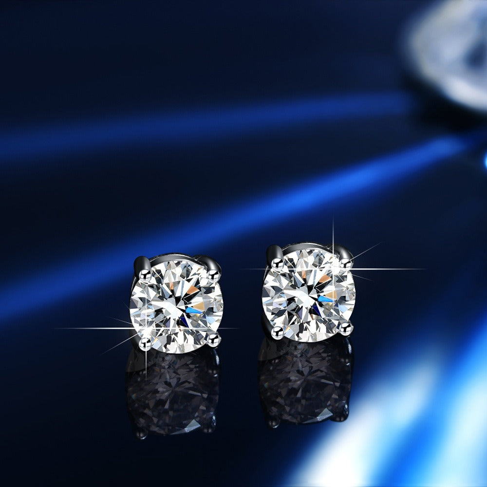 s925 sterling silver four-claw inlaid moissanite earrings Vera Lux