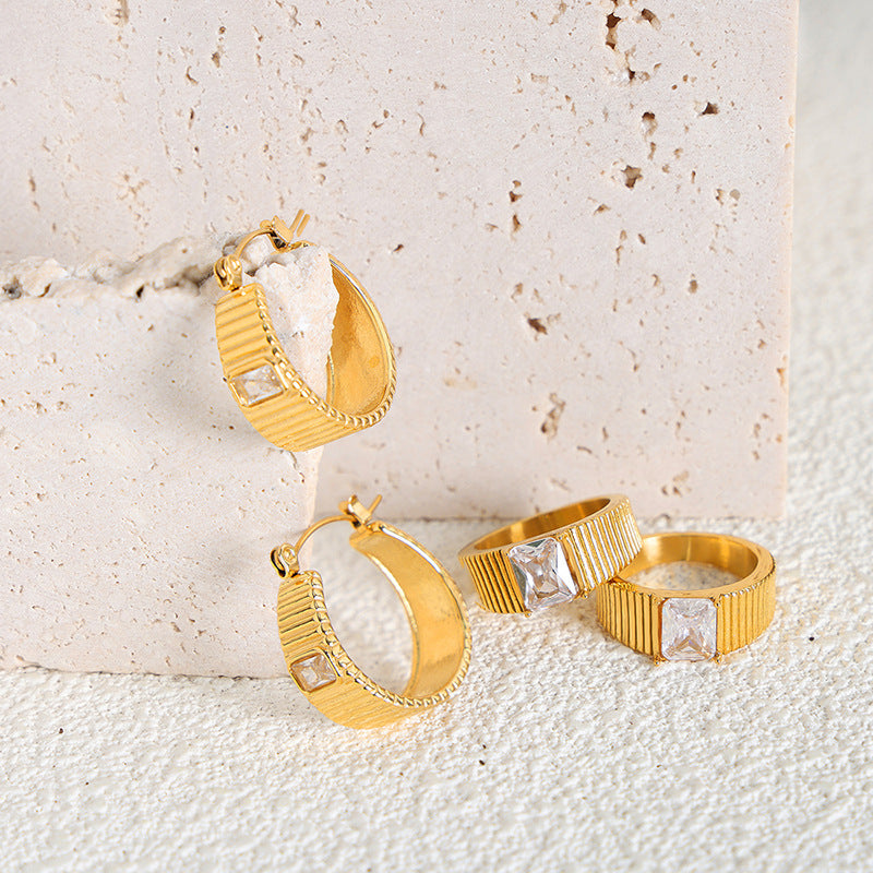 Striped Inlaid Zircon Earring Set For Women Vera Lux