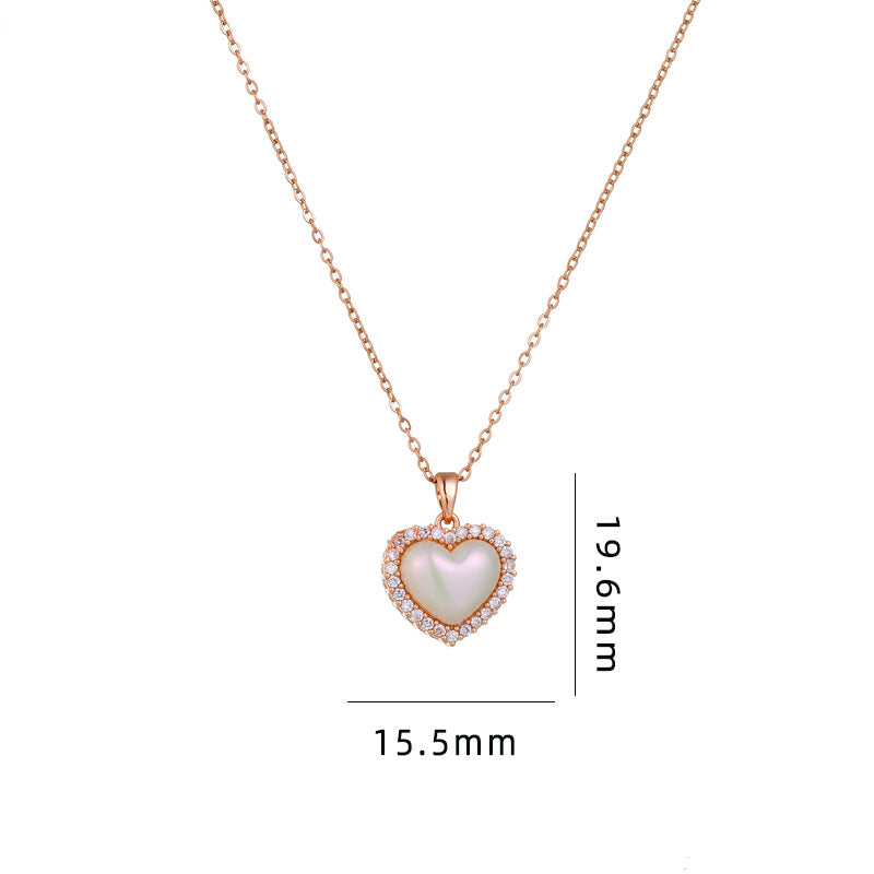New Heart-shaped Shell Pendant Titanium Steel Necklace For Women Vera Lux