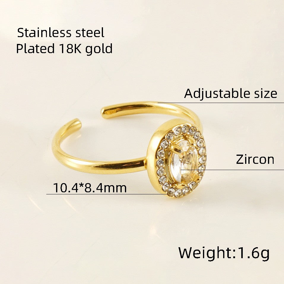 Female Ins Wind 18k Gold Titanium Steel Diamond Ring Vera Lux
