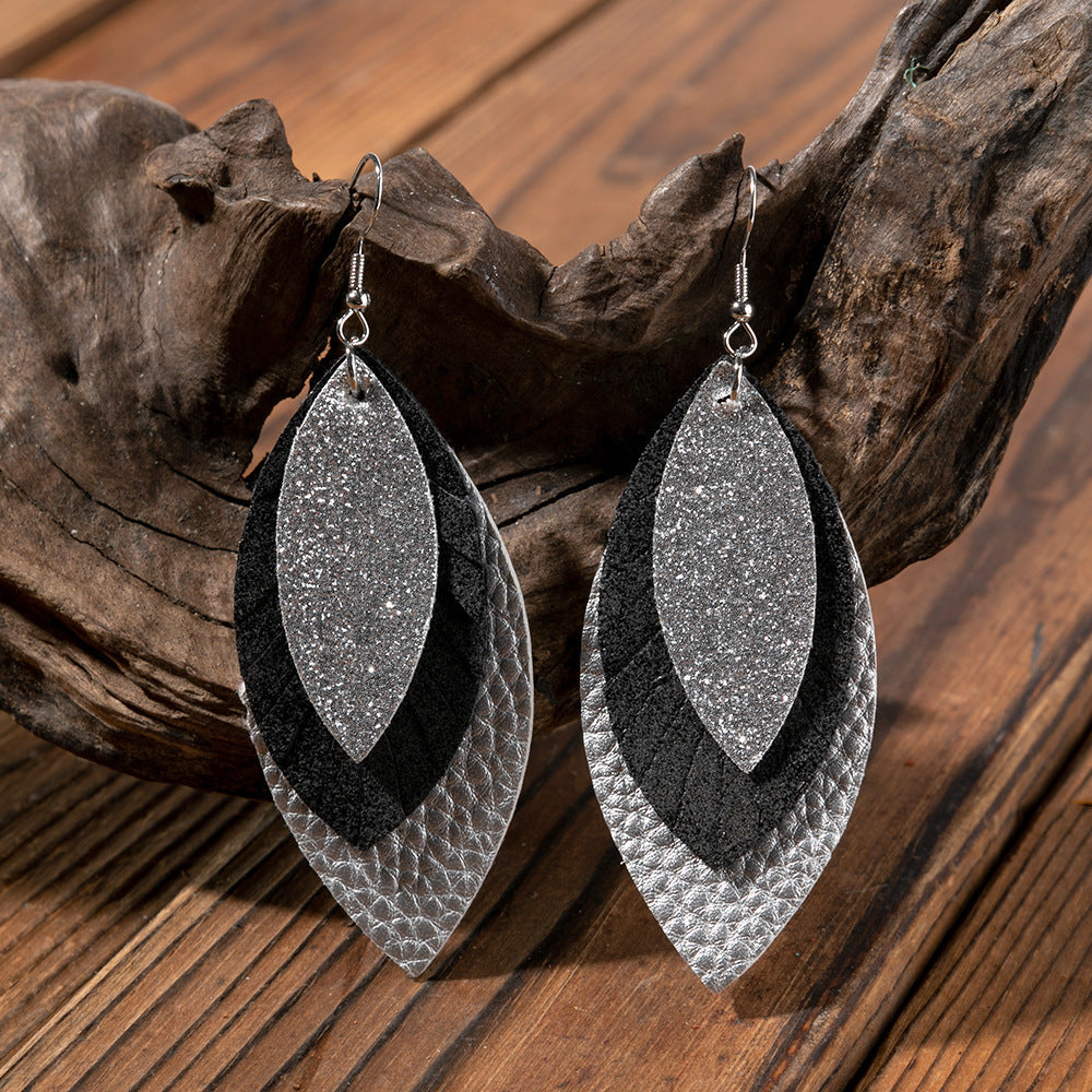 Fashionable Leather Multi-Layer Earrings In A Cartoon Style Vera Lux