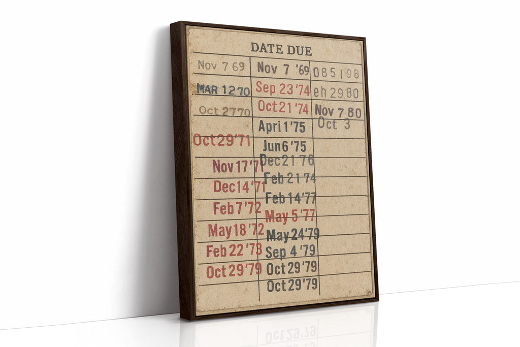 Vintage Library Date Due Card – Retro Paper Texture Wall Art Kooly