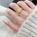 Vintage Brushed Wide Band Bead Ring, Sparkling Zircon Adjustable Open Ring, Court Style For Women Vera Lux