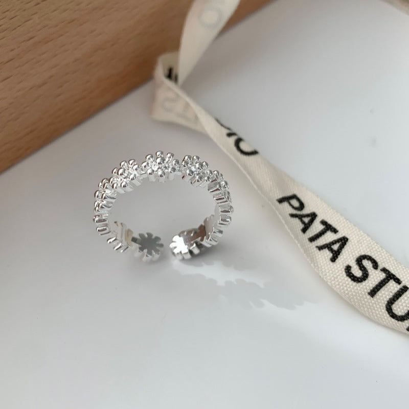 Sweet Flower Ring For Women, INS Style Minimalist Versatile Open Band, Vera Lux