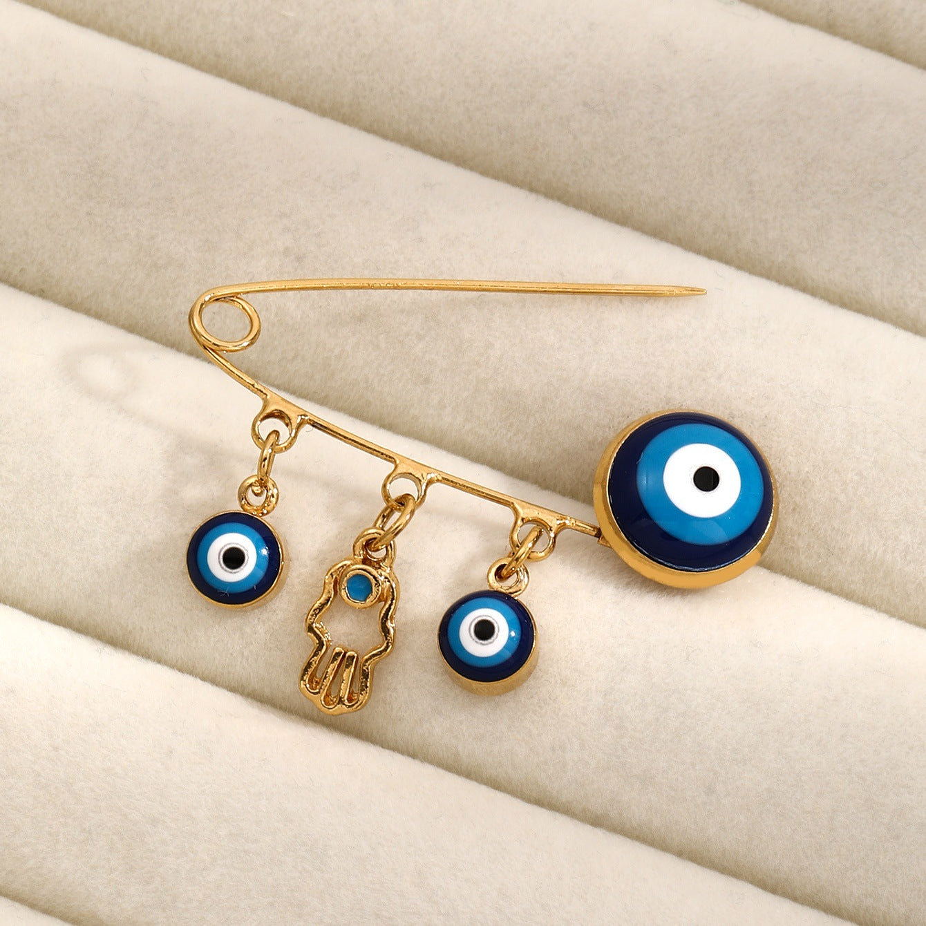 Evil Eye Hand Brooch Pin Vera Lux