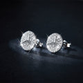S925 Sterling Silver Moissanite Stud Earrings  Round Pave Three Pointed Star Geometric Design With GRA Certificate Platinum Plated Gift Box Set For Women Or Men Vera Lux