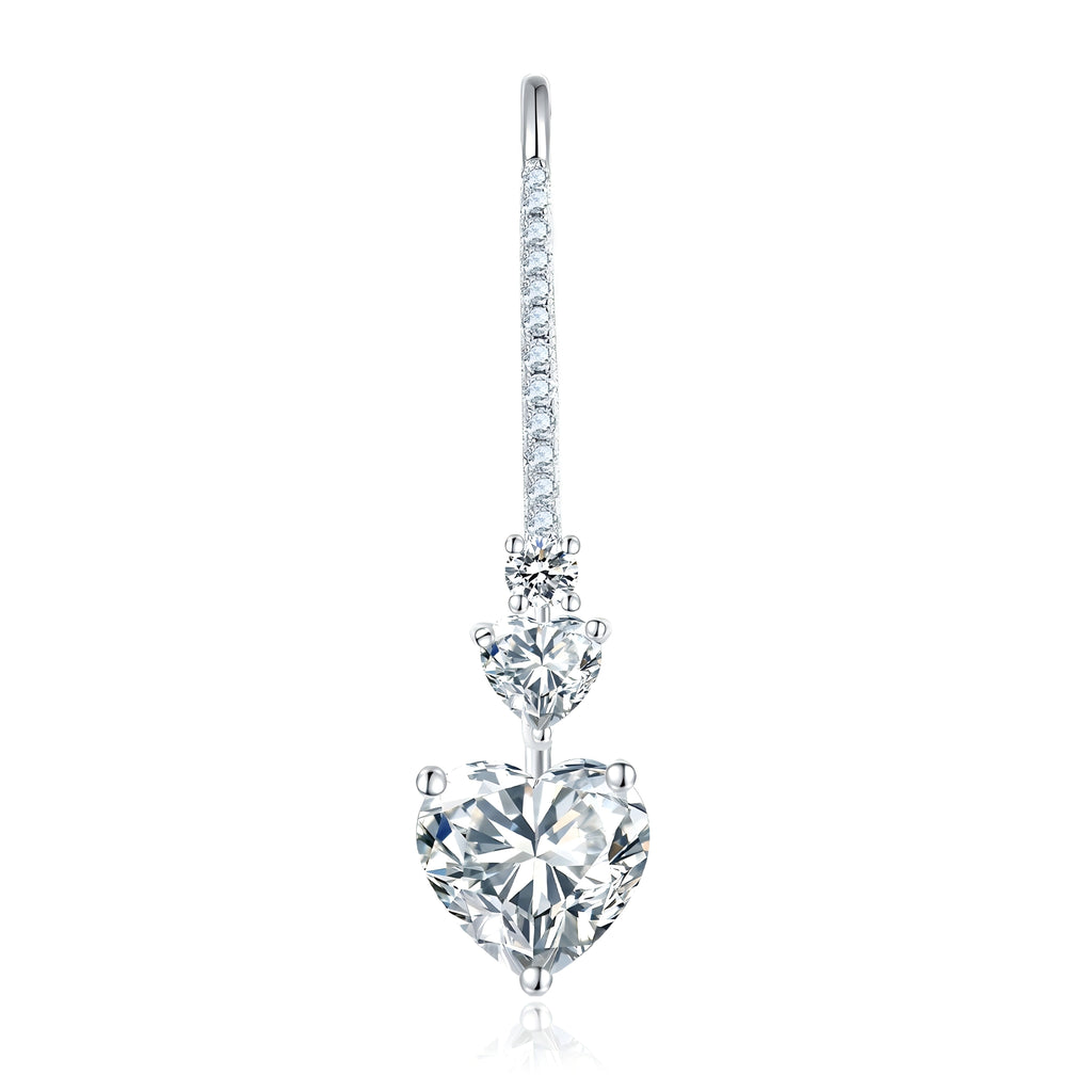 S925 Sterling Silver Heart Shaped Moissanite Dangle Earrings  Platinum Plated Hook Earrings With GRA Certificate Elegant Jewelry Gift Box Set For Women Vera Lux