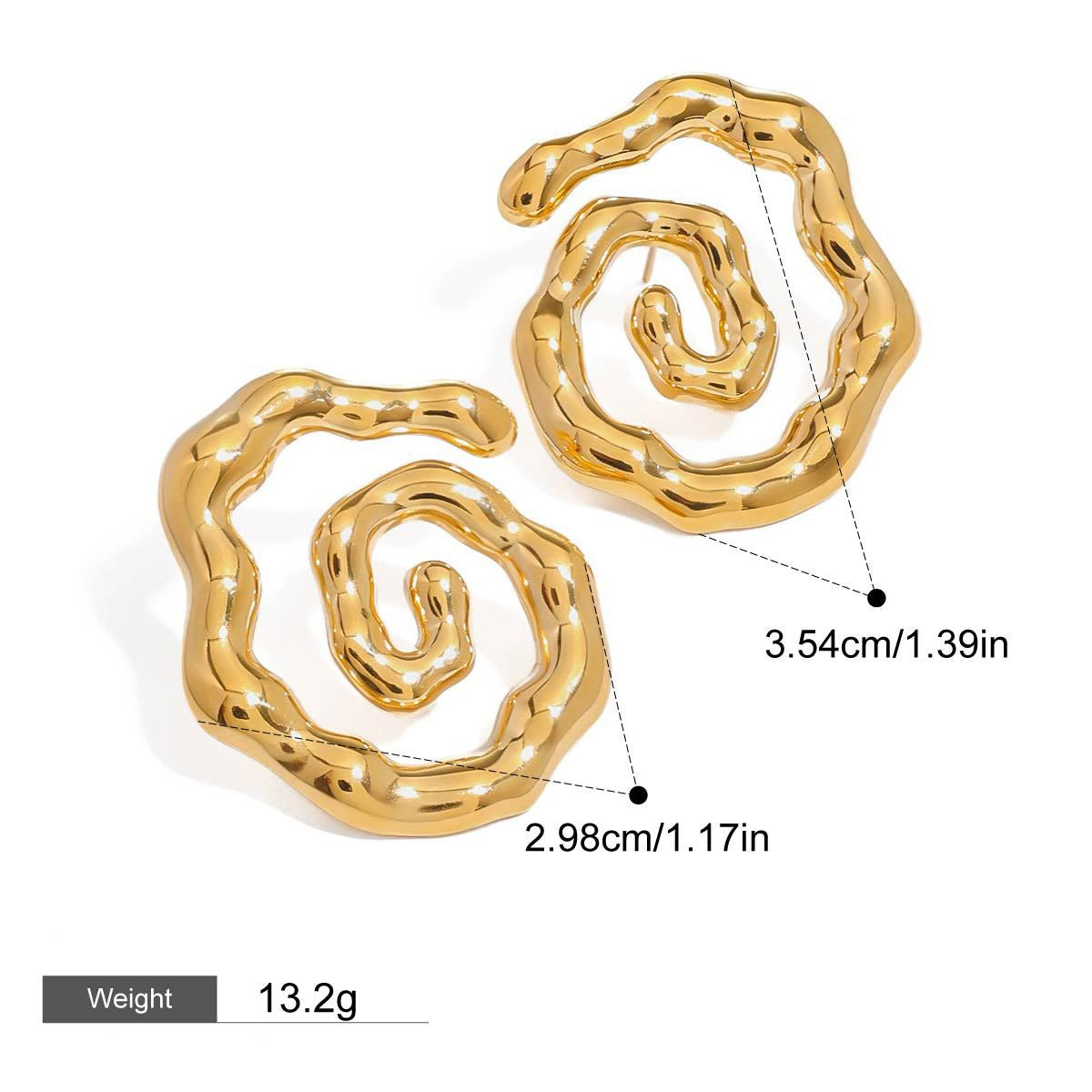 18K gold hollow thread with texture design simple and elegant earrings Vera Lux