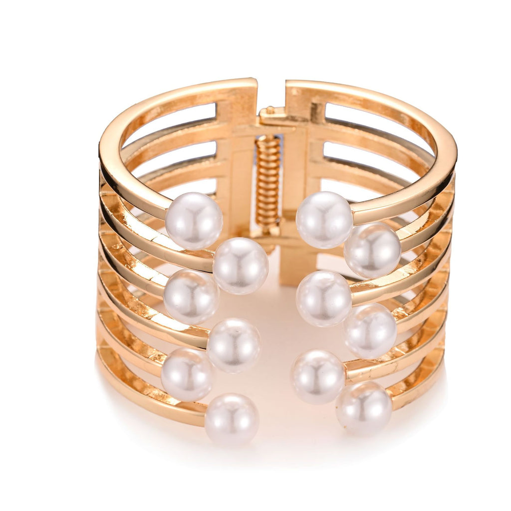 Alloy Fan-Shaped Symmetrical Pearl Bracelet For Women Vera Lux