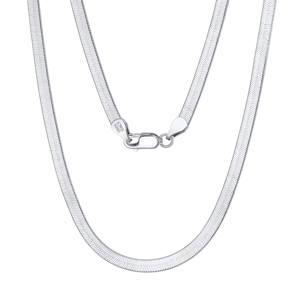 925 Sterling Silver Elegant  Herringbone Chain Necklace with Secure Lobster Clasp Vera Lux