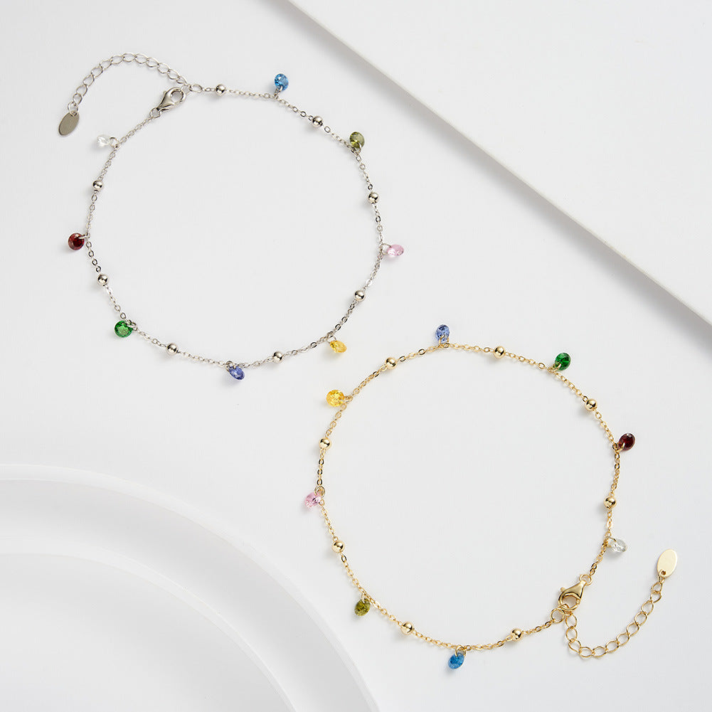 S925 Sterling Silver Colorful Zircon Starry Sky Anklet Vera Lux